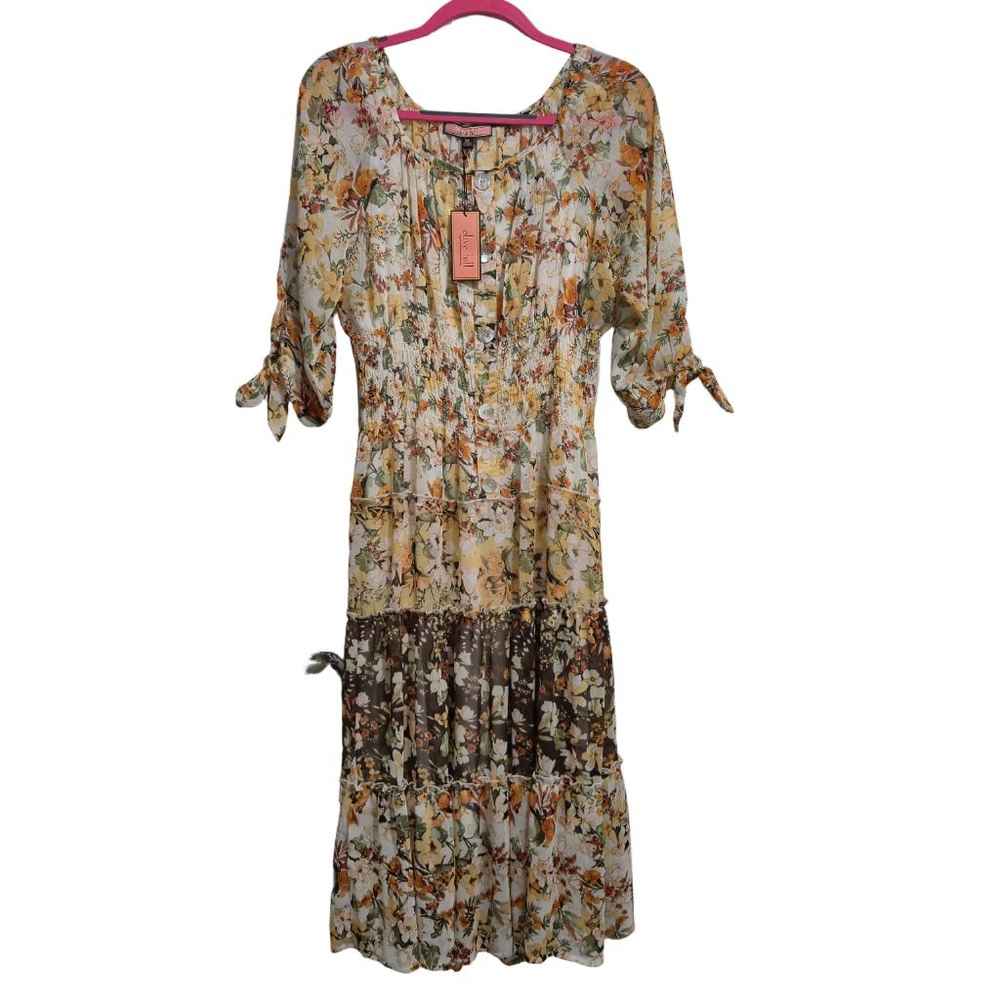 Women Olive Hill Floral Tiered Dress Multicolor Size med